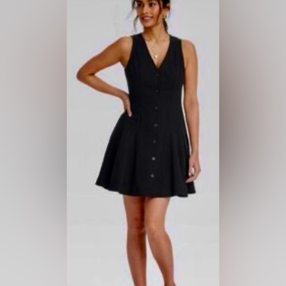 Universal Thread Black Button-Front Mini Dress